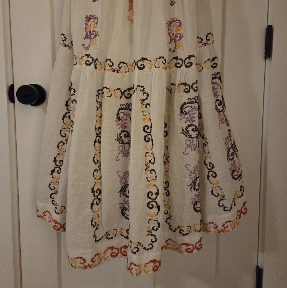 NWT Anthropologie Embroidered Halter Maxi Dress Size 12 In Ivory - Picture 8 of 14
